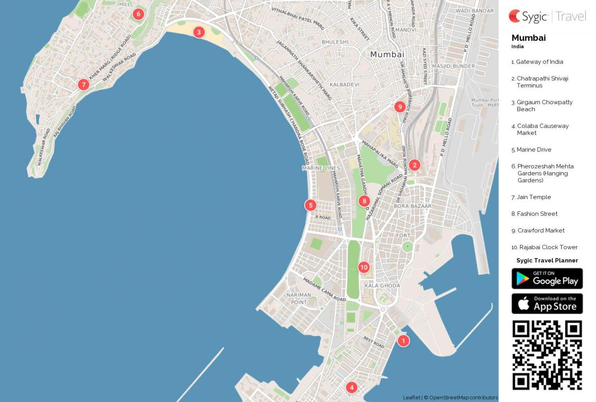 kaart van Marine drive Mumbai