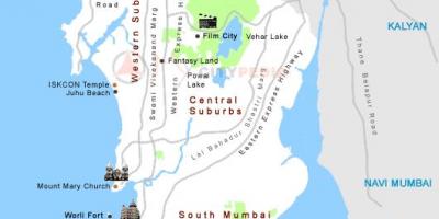 Bombay plattegrond van de stad toeristische