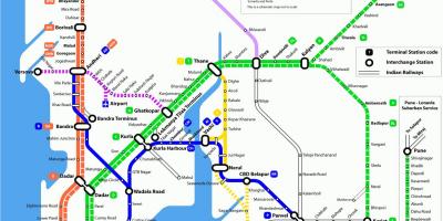 Lokale trein-kaart in Mumbai