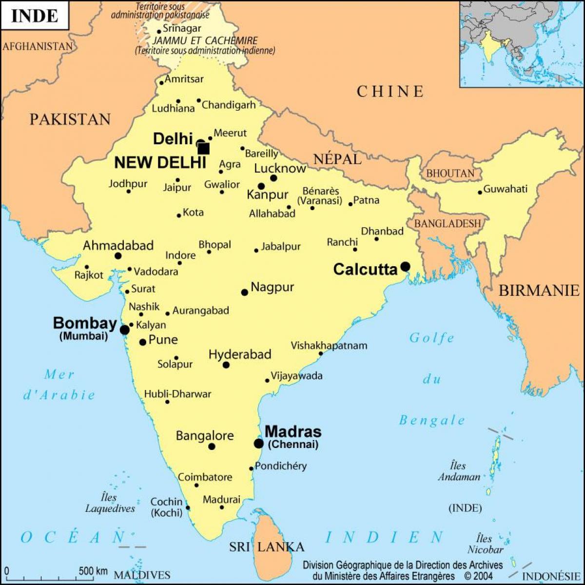 Bombay op de kaart van de wereld