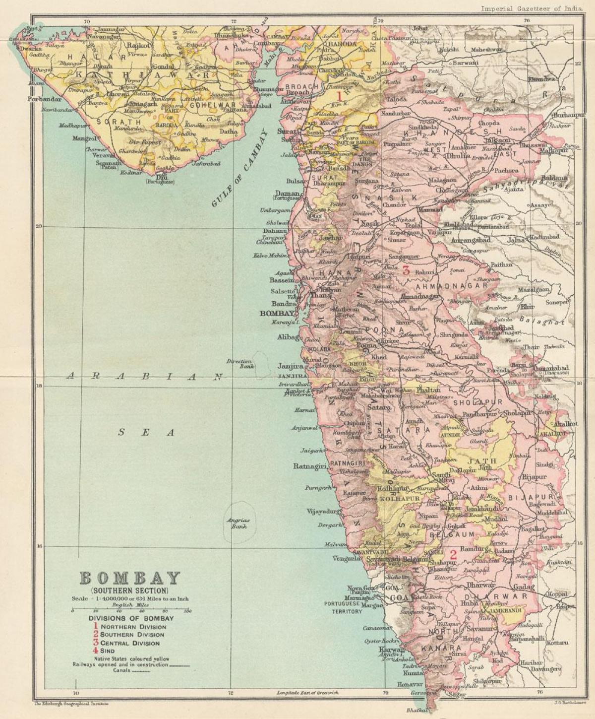 kaart van Bombay voorzitterschap