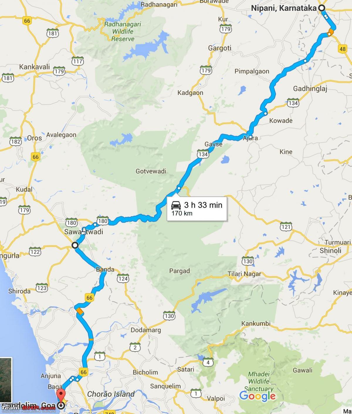 Mumbai naar goa snelweg kaart