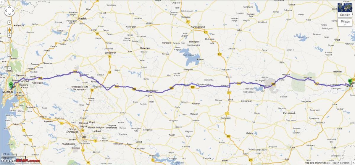 Mumbai nagpur snelweg route kaart