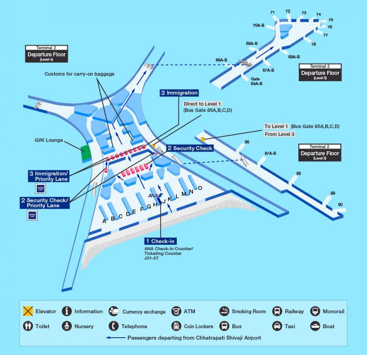 Mumbai international airport terminal 2 kaart