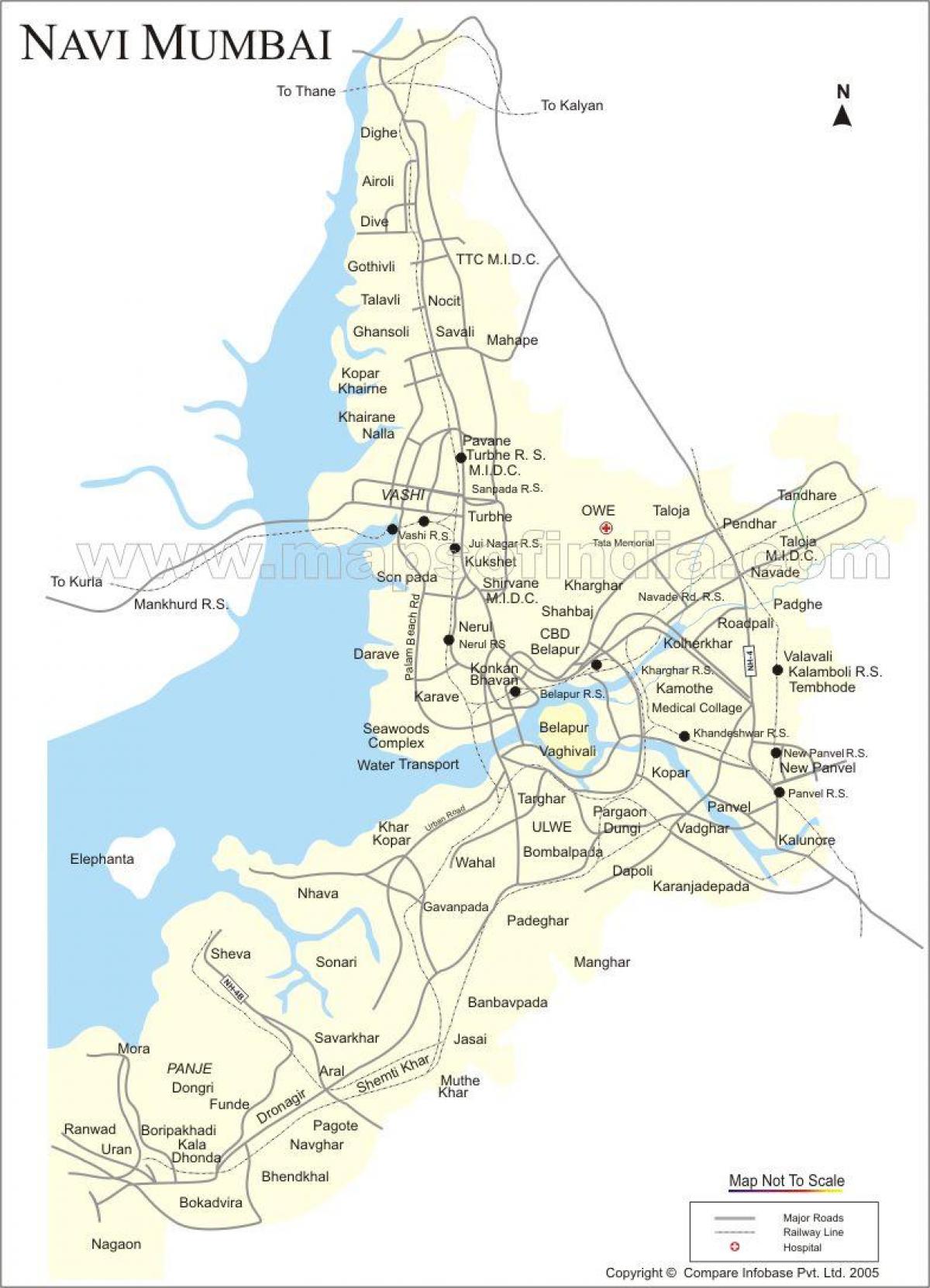 kaart van nieuw Mumbai